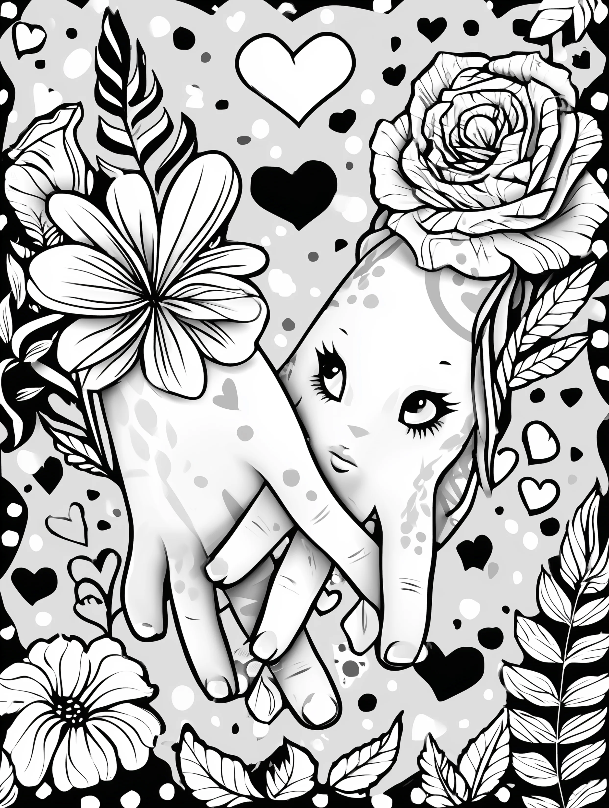 Free printable valentines coloring pages for adults featuring beautiful hand holding